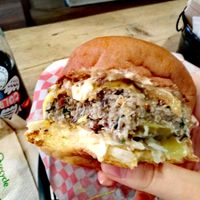 inside of the burger at Mooshies in East London