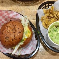 Burger, Chips and Guacamole at Mooshies in East London