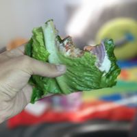 raw earth burger holy crap so good  at True Earth Juicery & Vegan Cafe in North Hollywood