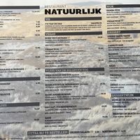 Dinner menu March 2023 at Natuurlijk in Egmond Aan Zee