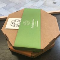 the shop, the branding and even the pizza boxes are very modern! it feels almost spacey! at Bella&Brava in Venice