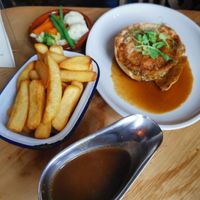 Tofu, leek and white wine pie  at The Golden Heart Inn in Gloucester