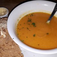Carrot & Parsnip & cumin soup at The Golden Heart Inn in Gloucester
