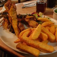 Blossom fruit  fish and chips at The Golden Heart Inn in Gloucester