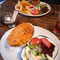 Cottage pie and burger meals at The Golden Heart Inn in Gloucester