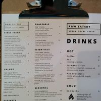 menu at Raw Eatery & Market in Calgary