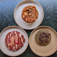 Beetroot cookie, macadamia muffin, & matcha cookie at Pepstop - Riddargatan in Stockholm