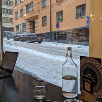 Seats are at a bar along the window - cool view! at Pepstop - Riddargatan in Stockholm