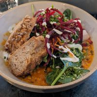 Hot lentil dish at Pepstop - Riddargatan in Stockholm