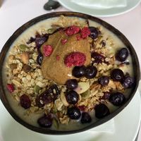 peanut butter smoothie bowl  at Hula Juice Cafe in Edinburgh