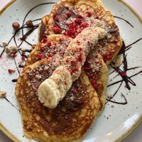 Pancake with hazelnuts and banana at Hula Juice Cafe in Edinburgh