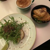 Avocado toast, hash browns and Cappuccino with oat milk 🙃   at Hula Juice Cafe in Edinburgh