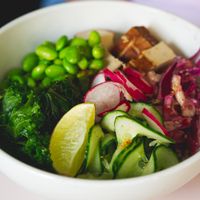 Vegan poké bowl at Hula Juice Cafe in Edinburgh