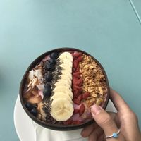 Colourful breakfast in colourful Victoria street  at Hula Juice Cafe in Edinburgh