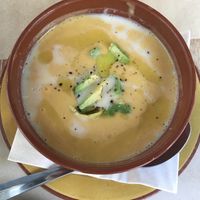 Pumpkin vichyssoise with avocado  at Cactus in Palamos