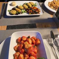 Gnocchi pomodoro and falafel at Caffe Vergnano 1882 - Rialto in Venice