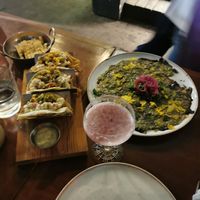 Tacos with jackfruit and Carpaccio of mushroom with caper sauce at Teva in Rio De Janeiro