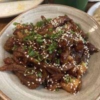 Braised seitan with korean Gochujang sauce, amazing!!  at Teva in Rio De Janeiro