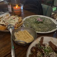 Nachos, portobello carpaccio and seitan dish  at Teva in Rio De Janeiro