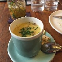 Sweet potato soup (untouched) at Teva in Rio De Janeiro