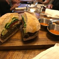 The burger! (shiitake and rice patty) at Teva in Rio De Janeiro