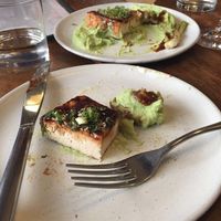 Half-eaten spicy tofu at Teva in Rio De Janeiro