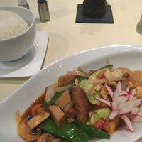 Saitan, Soya, Tofu, Gemüse, Reis at AnSa in Munich