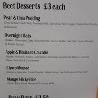 Menu January 2020 at Beet Bar in Margate