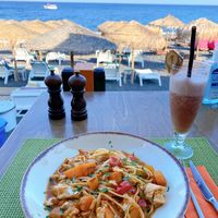 Pumpkin & Tofu Pasta  at Sea Vibe in Santorini