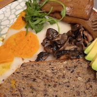 The Fried “Vegg” Morning. Vegan fried egg, seitan bacon, mushrooms and “toast"  at The Sister in Brussels