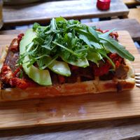 Vegan bacon sundried tomato avocado waffel at The Sister in Brussels
