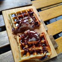 Blueberry dark chocolate and icecream at The Sister in Brussels