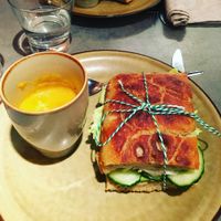 Vegan soup and sandwiche at The Sister in Brussels