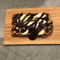 Waffle with chocolate and banana  at The Sister in Brussels