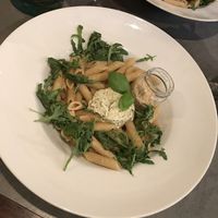 Vegan pasta pesto with vegan ‘cheese’ in the little jar at The Sister in Brussels