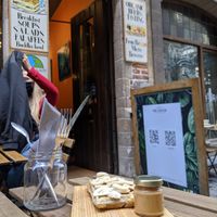 Peanut butter and banana waffle outside at The Sister in Brussels