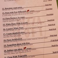 Menu at Pizza Loft in Krakow