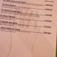 Menu at Pizza Loft in Krakow