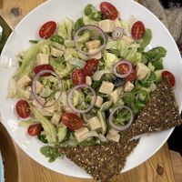 Greek salad with homemade almond cheese  at Eletkert - Garden Life in Szombathely