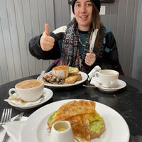 Beans, bacon, scrambled “egg” – all vegan and delicious !  at Rose & Grant's in Glasgow