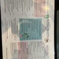 Menu as of August 2023  at Rose & Grant's in Glasgow