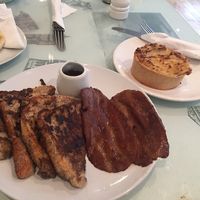French toast with 'bacon', and haggis pie at Rose & Grant's in Glasgow