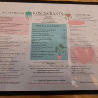 Menu at Rose & Grant's in Glasgow