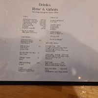 Drinks menu at Rose & Grant's in Glasgow