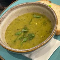 Lentil, green pea, and potato soup at Rose & Grant's in Glasgow