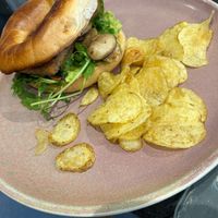 Sausage, avocado, and rocket bagel at Rose & Grant's in Glasgow