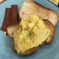 Vegan bacon and egg toast   at Rose & Grant's in Glasgow