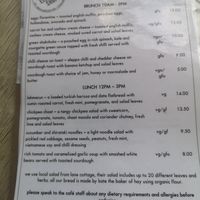 Food menu at The Old Electric Shop in Hay-on-wye