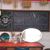 interior sign at The Old Electric Shop in Hay-on-wye