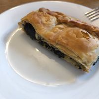 Spinach filo pastry at The Old Electric Shop in Hay-on-wye